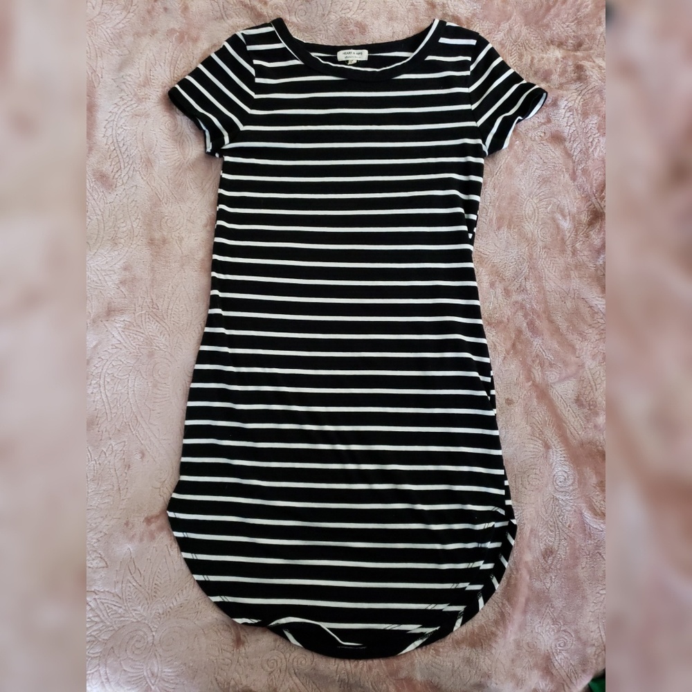 Black and white striped bodycon dress